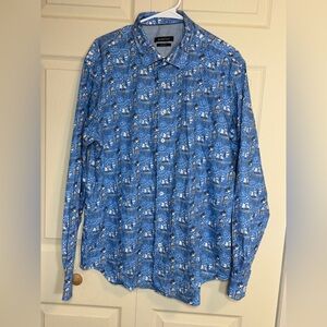 Bugatchi men’s XL Blue long sleeve Button Down Shirt